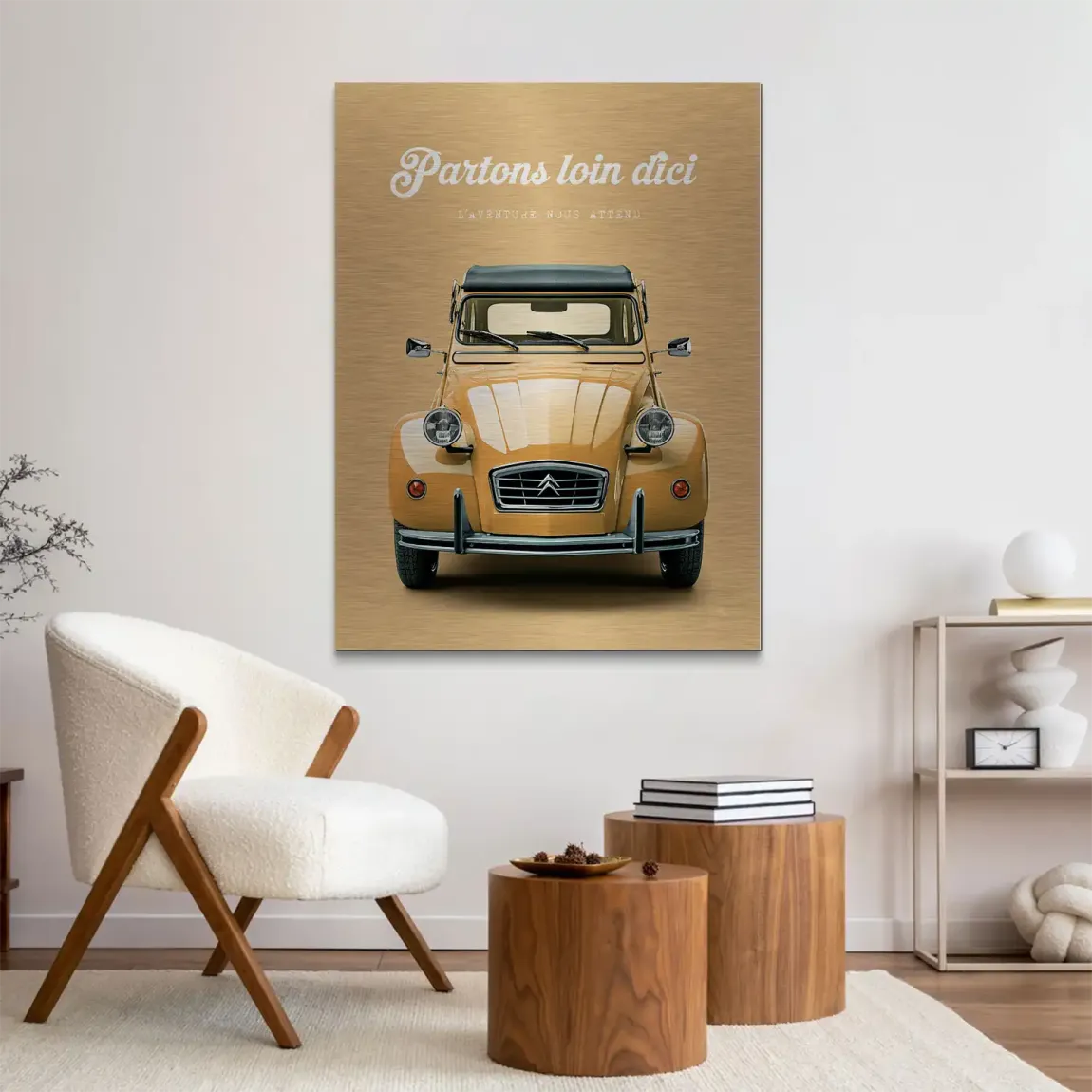 Citroen 2CV Voyage Aluminiumbild gebürstet