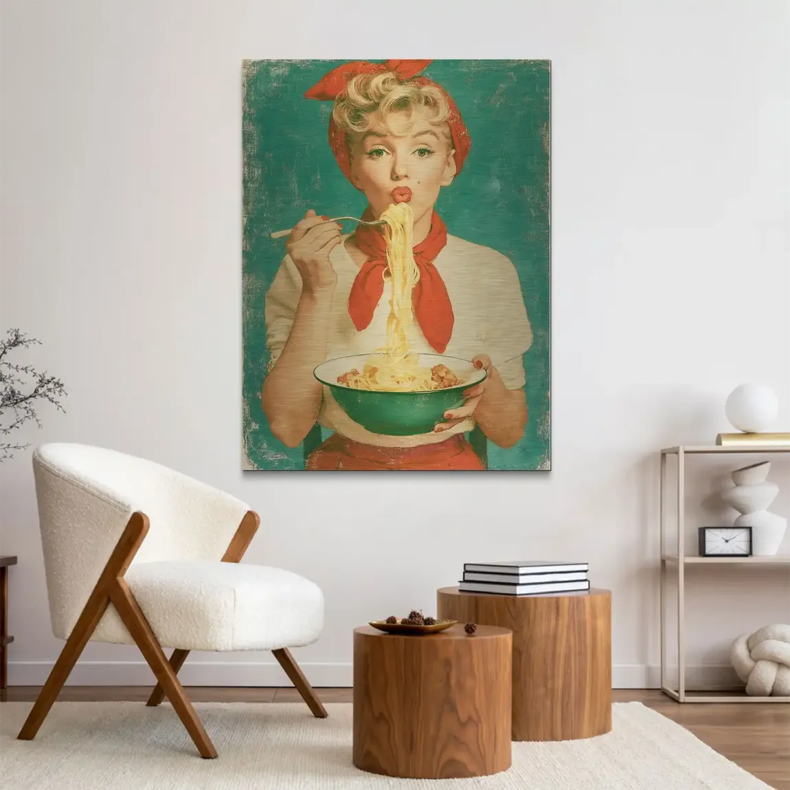 Marilyn Monroe Spaghetti Aluminiumbild gebürstet