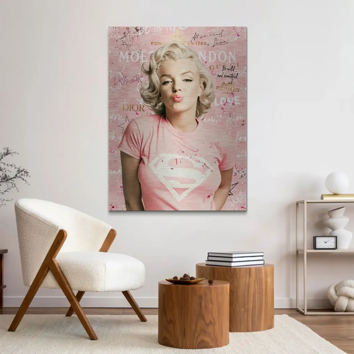Marilyn Monroe Superman Aluminiumbild gebürstet