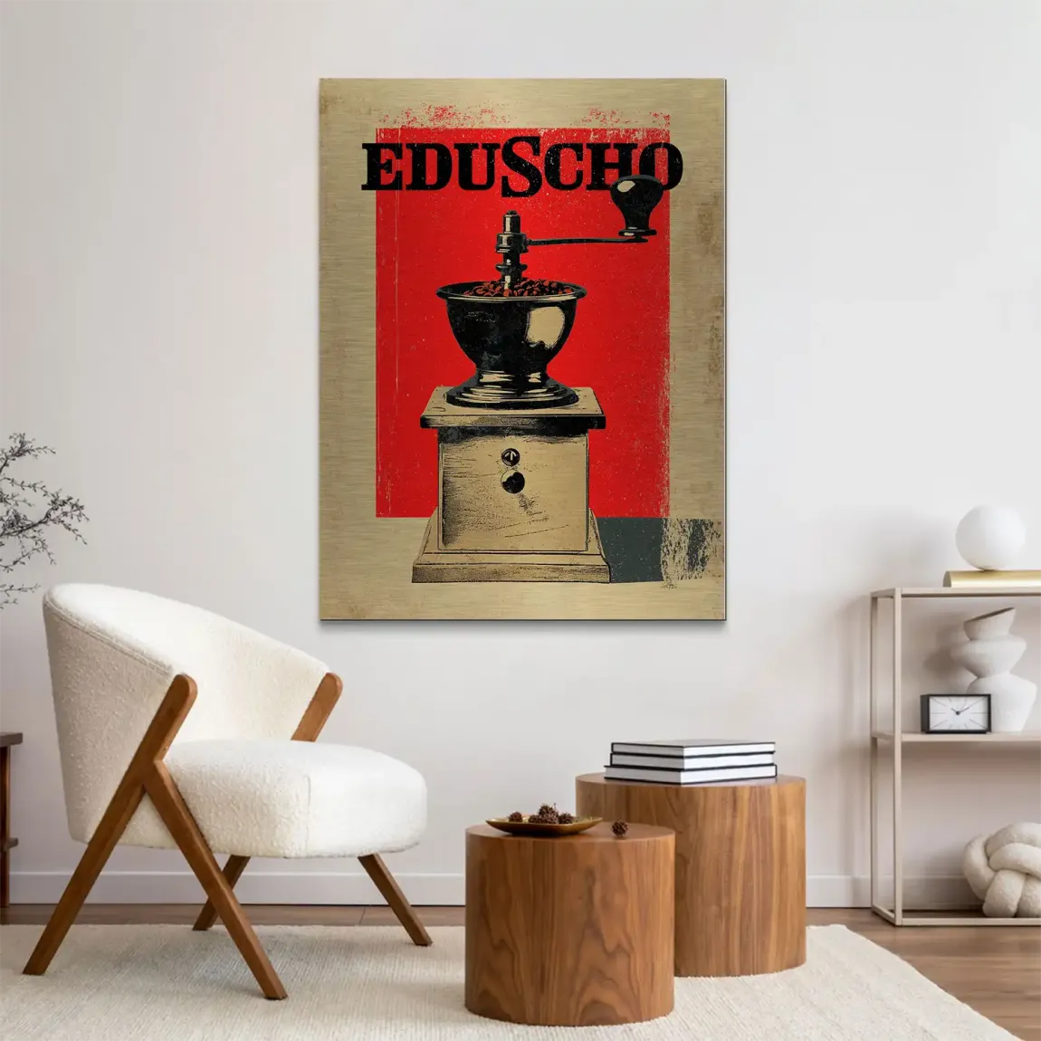 Eduscho Kaffeemühle Aluminiumbild gebürstet