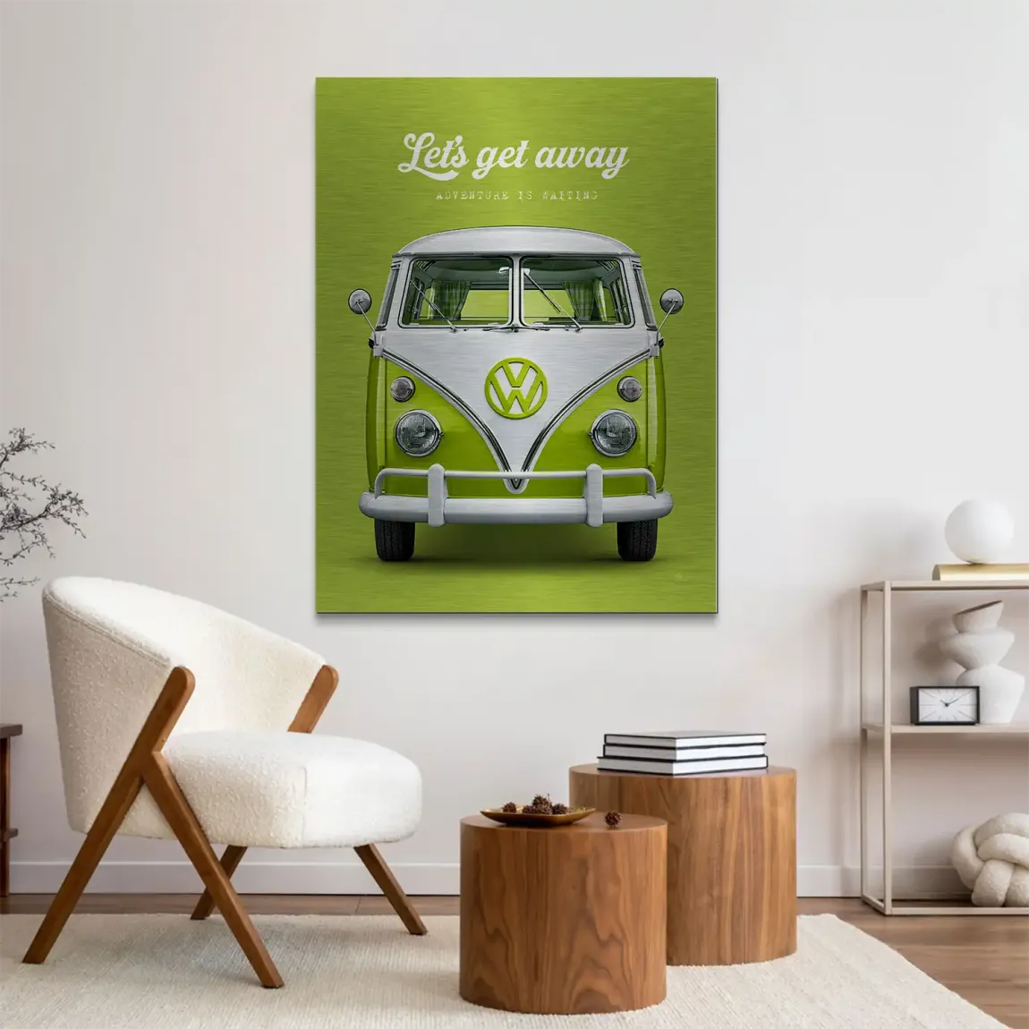 Green VW Bulli Aluminiumbild gebürstet