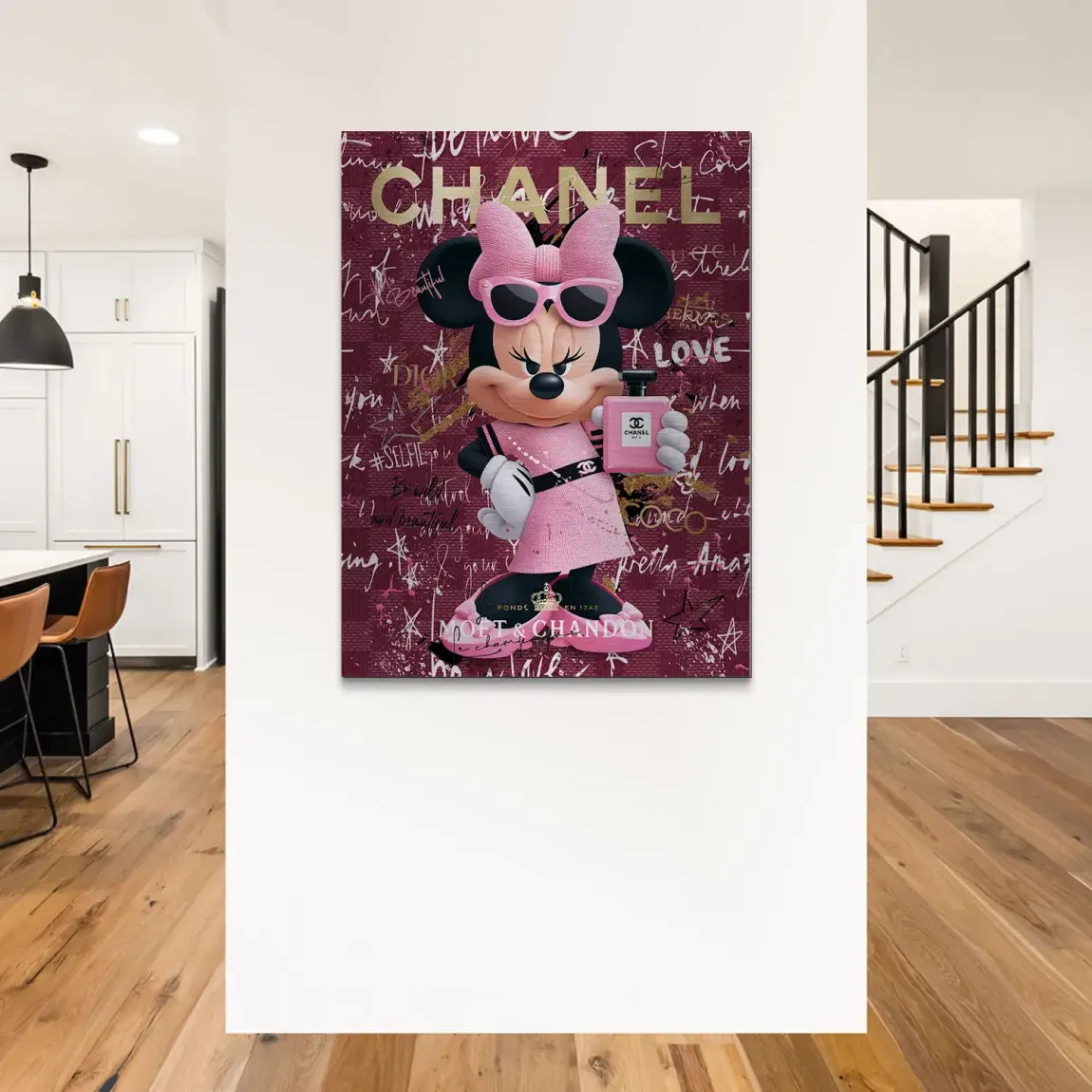 Minnie Maus Glam Chanel Aluminiumbild gebürstet