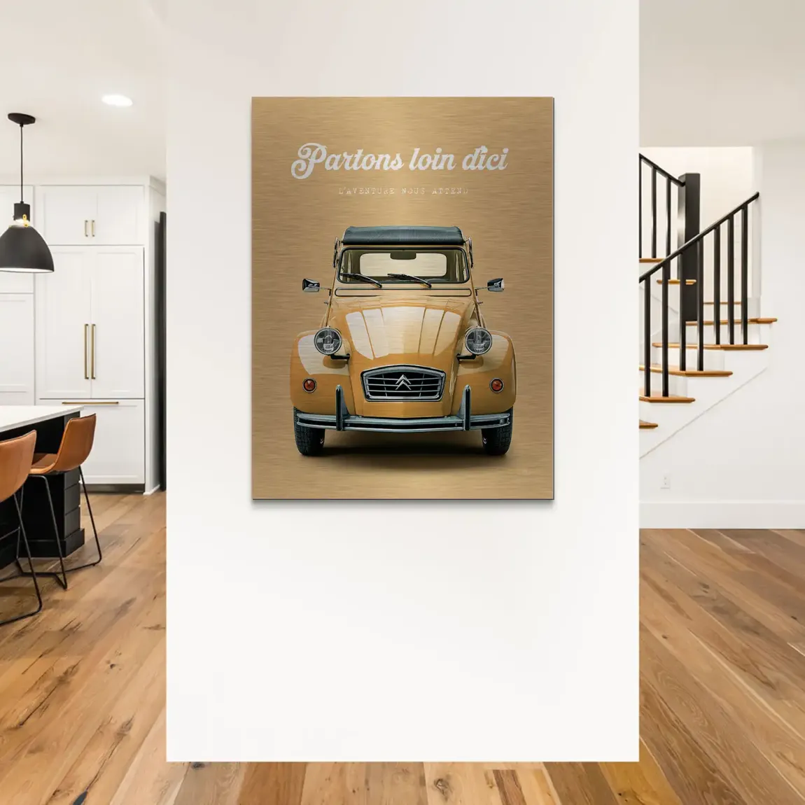 Citroen 2CV Voyage Aluminiumbild gebürstet