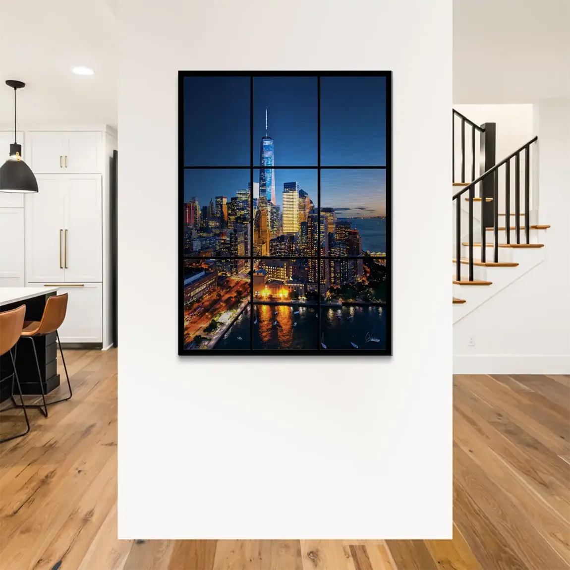 Skyline Lights New York Alu Gebürstet Bild