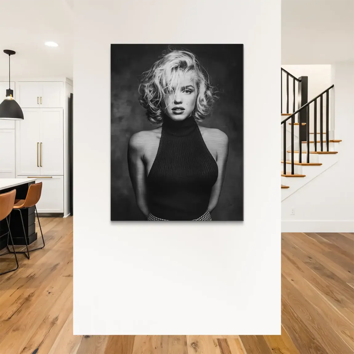 Marilyn Black and White Style Alu Gebürstet Bild