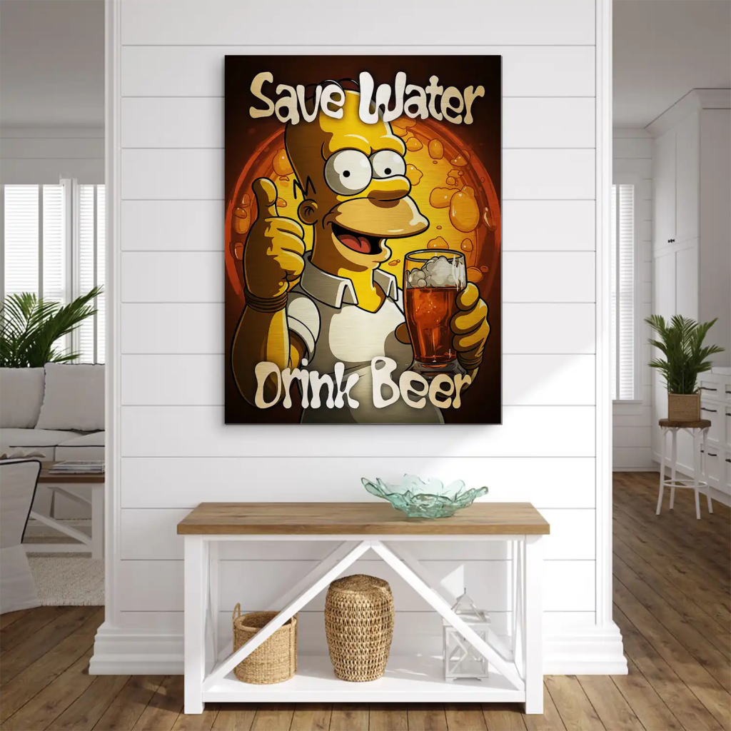 Homer Drink Beer Aludibond Gebürstet INGALERIE