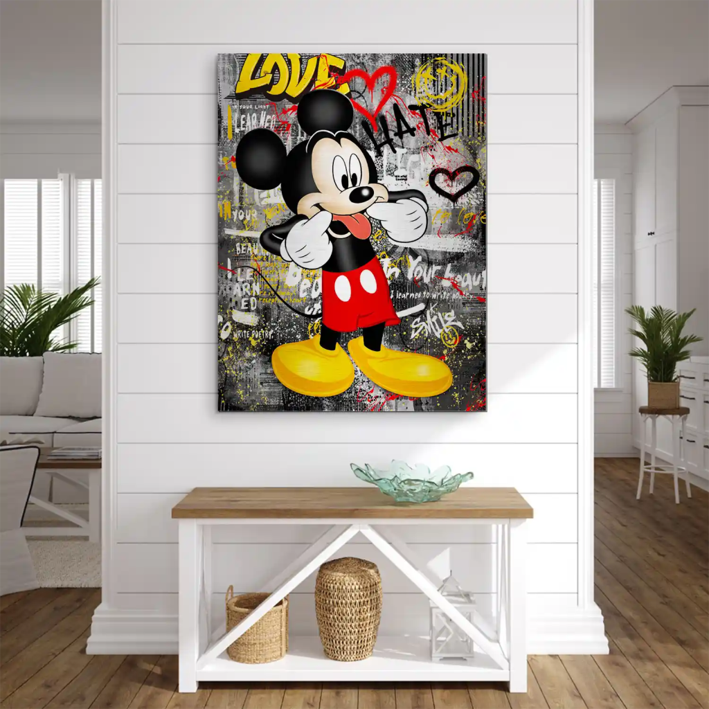 Micky Love and Hate Pop Art Alu Gebürstet INGALERIE