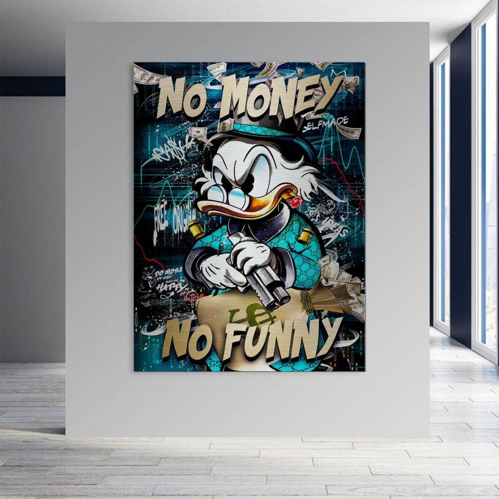 Dagobert Duck No Funny Pop Art Aludibond Brush Bild INGALERIE