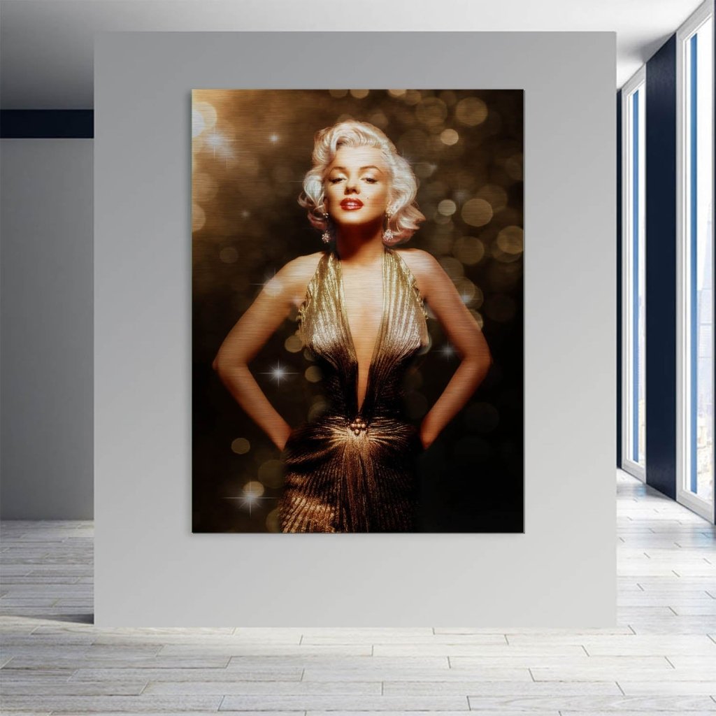 Marilyn Monroe Gold Style Alu Gebürstet Bild INGALERIE