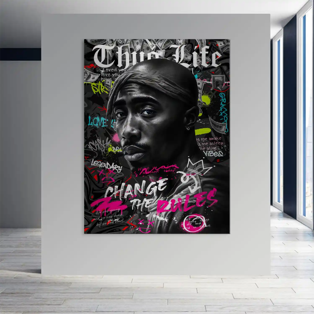 Pop Art Tupac Rules Aludibond Gebürstet INGALERIE