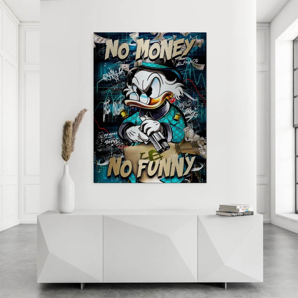 Dagobert Duck No Funny Pop Art Aludibond Brush Bild INGALERIE