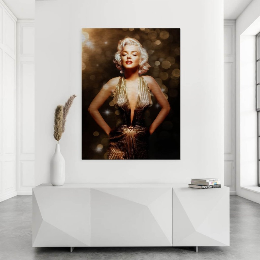 Marilyn Monroe Gold Style Alu Gebürstet Bild INGALERIE