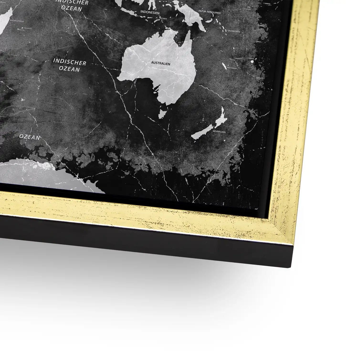 Weltkarte Black Stone AluDibond Bild INGALERIE