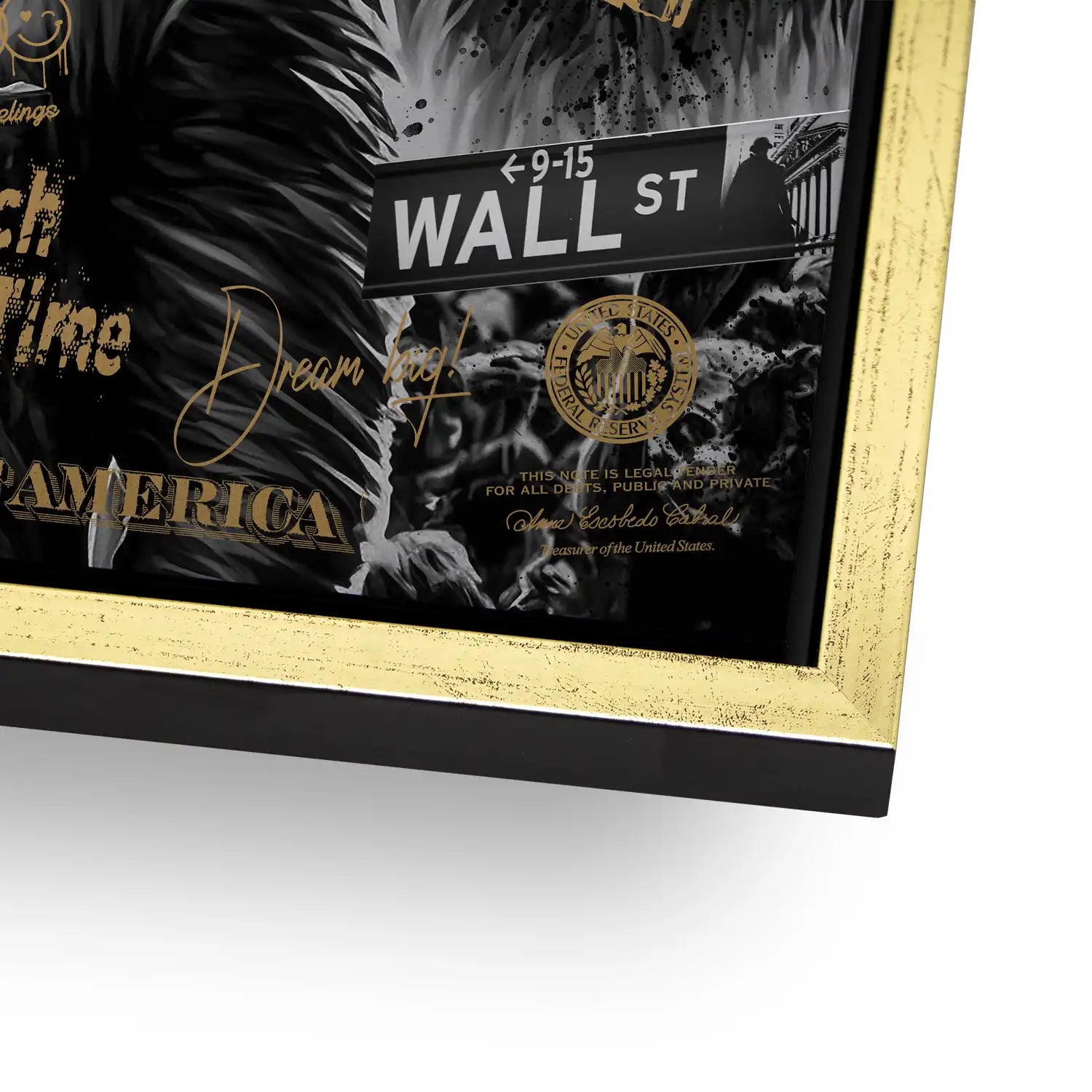 Wallstreet Wolf Gold Style Alu Dibond Bild INGALERIE