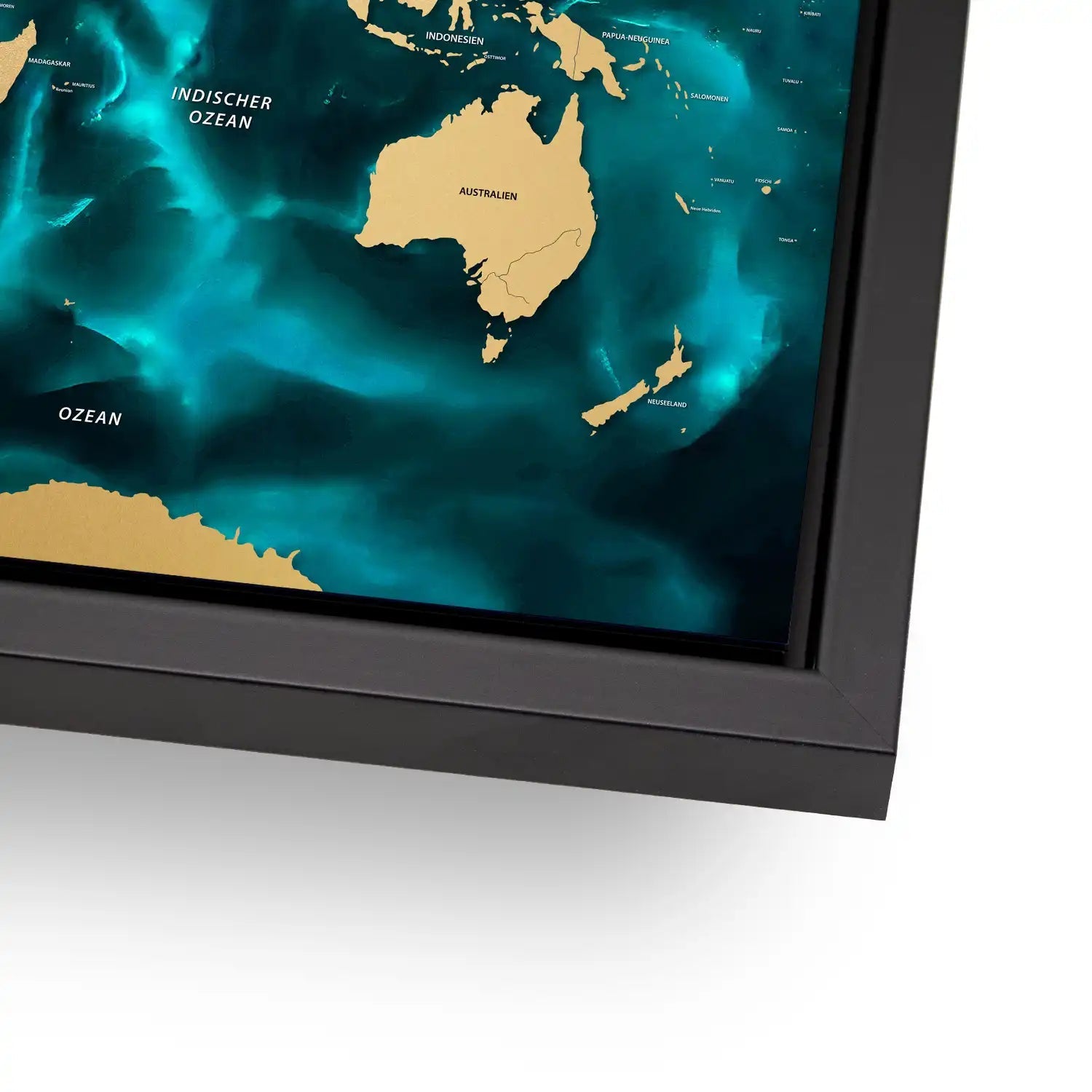 Weltkarte Ocean Türkis AluDibond Bild INGALERIE