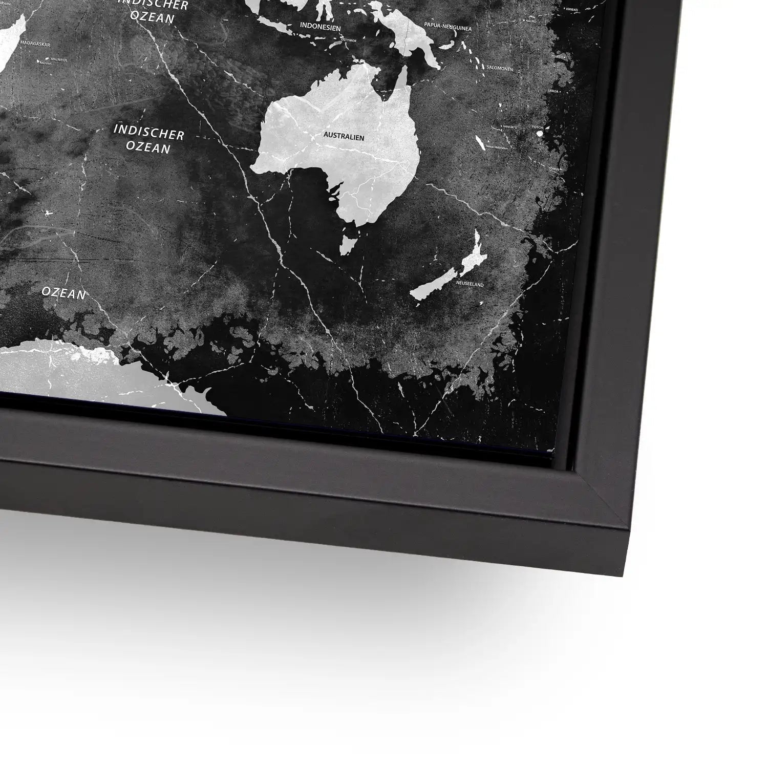 Weltkarte Black Stone AluDibond Bild INGALERIE