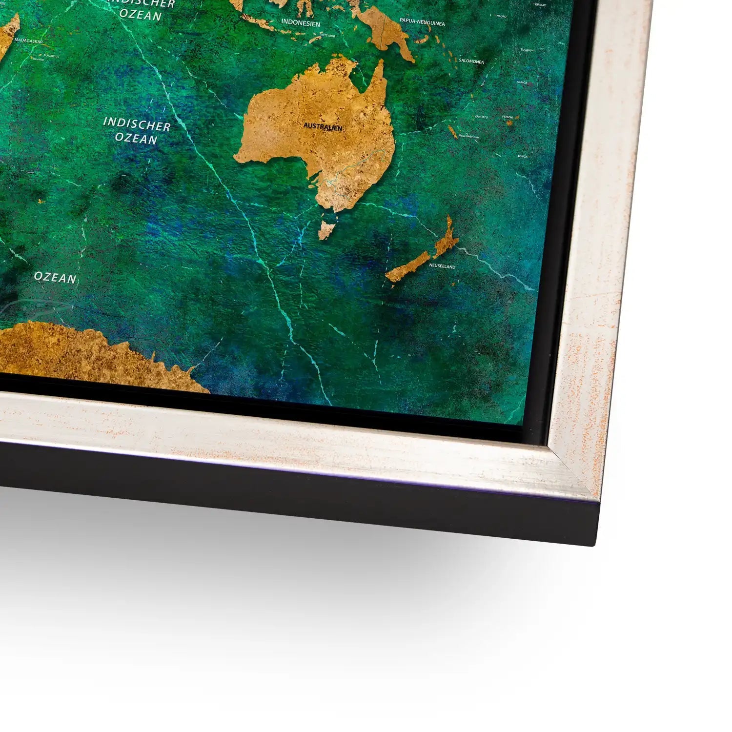 Weltkarte Green Ocean AluDibond Bild INGALERIE