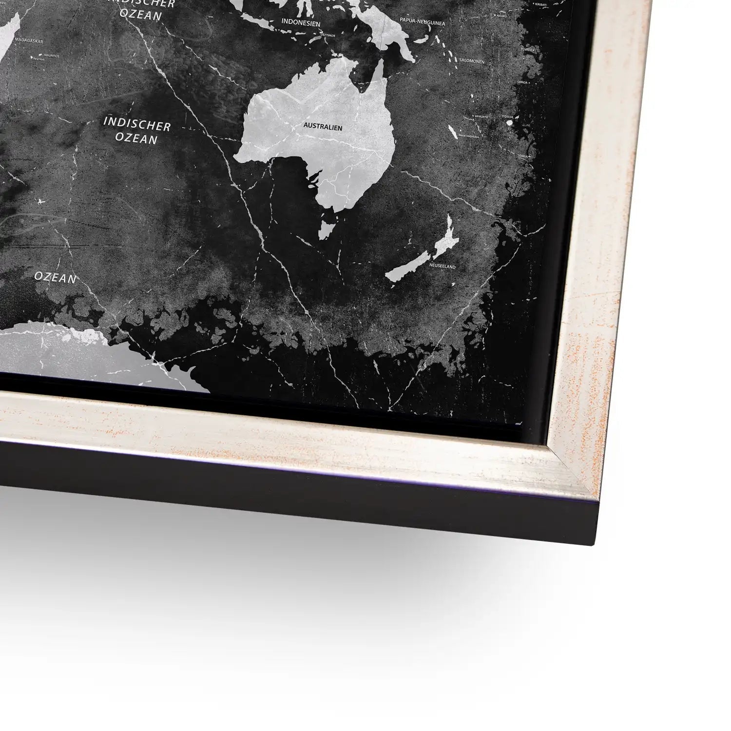 Weltkarte Black Stone AluDibond Bild INGALERIE