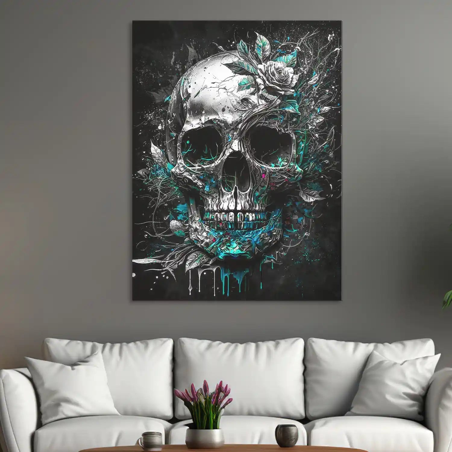 Totenkopf Silver Style AluDibond Bild INGALERIE