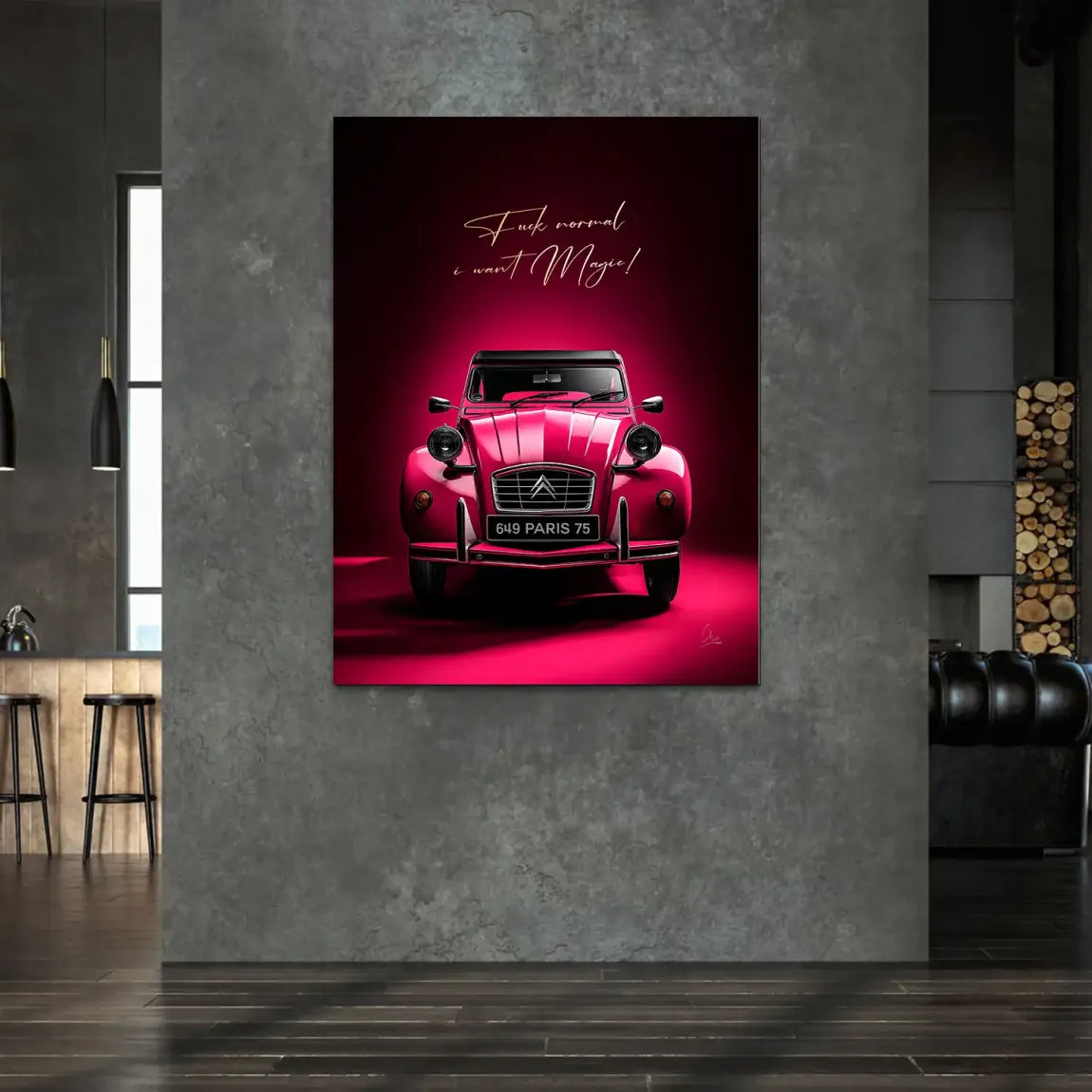 Pink Magic 2CV Alu Dibond Bild