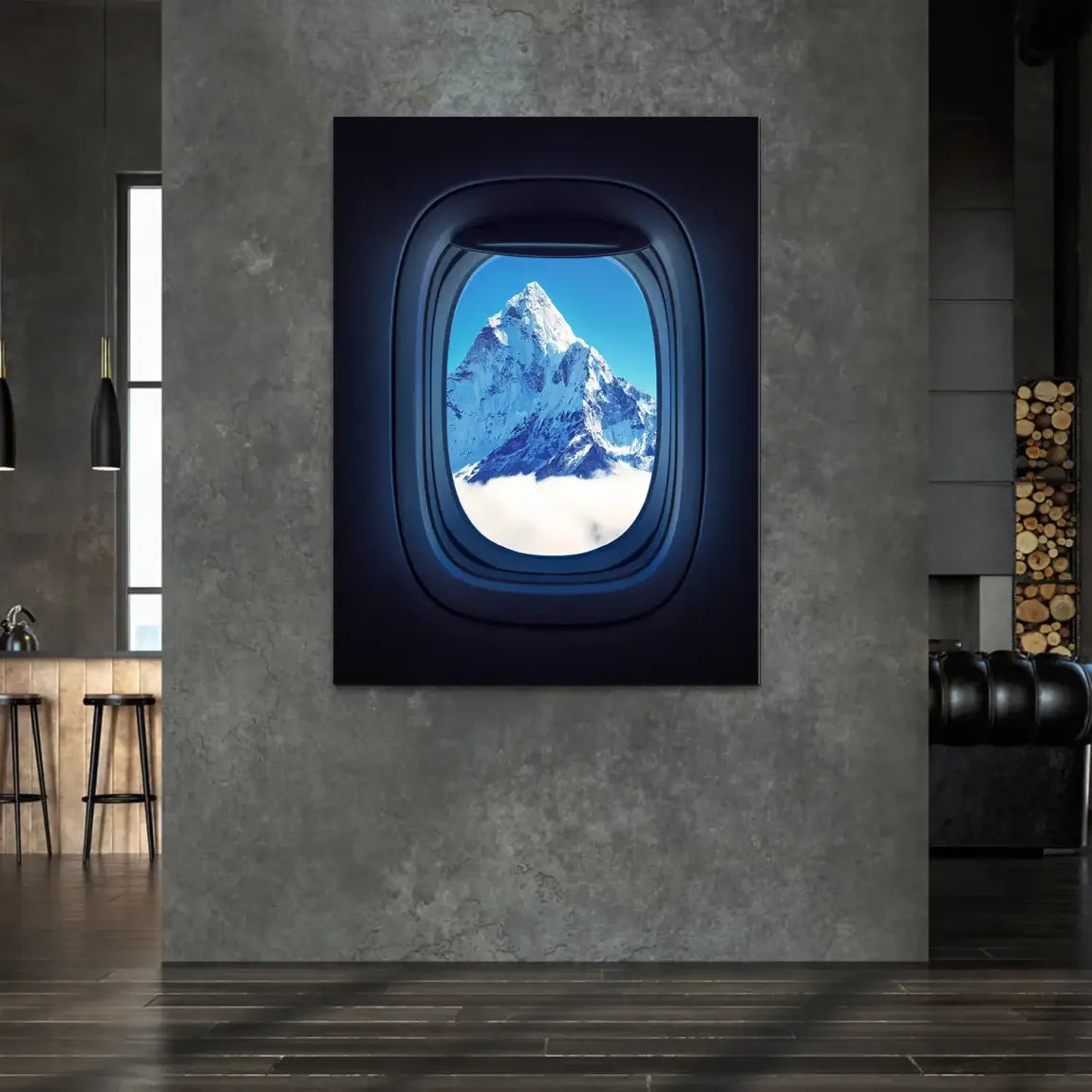 Flugzeugfenster Mount Everest Alu Dibond Bild