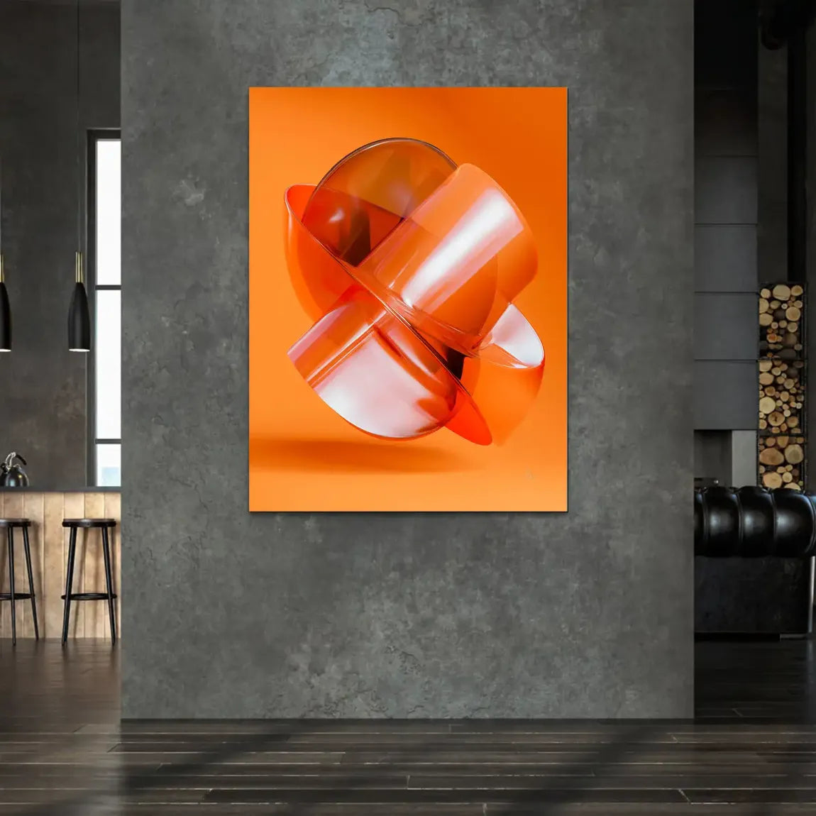 Orange Amber Abstrakt Alu Dibond Bild