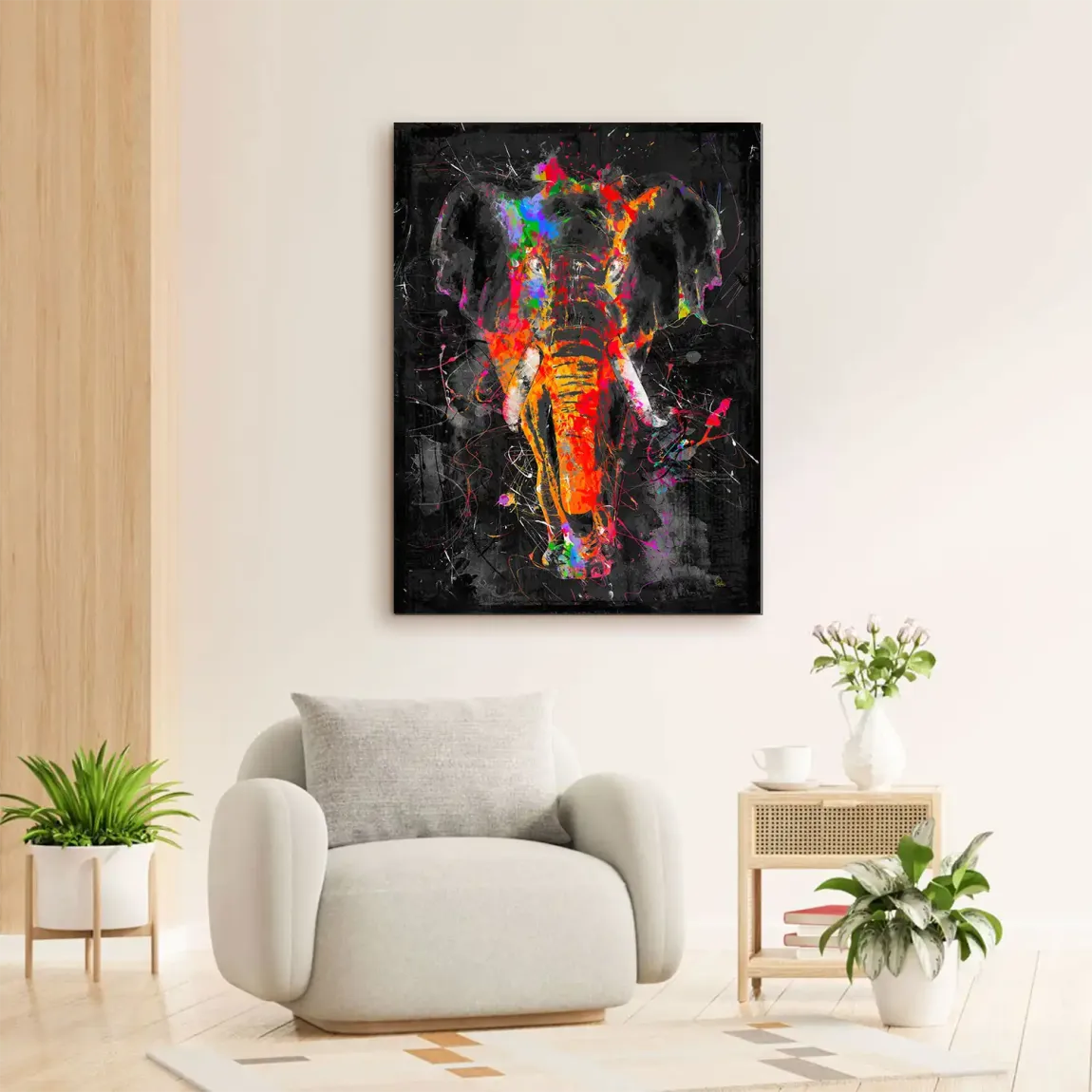 Bunter Elefant Alu Dibond Wandbild