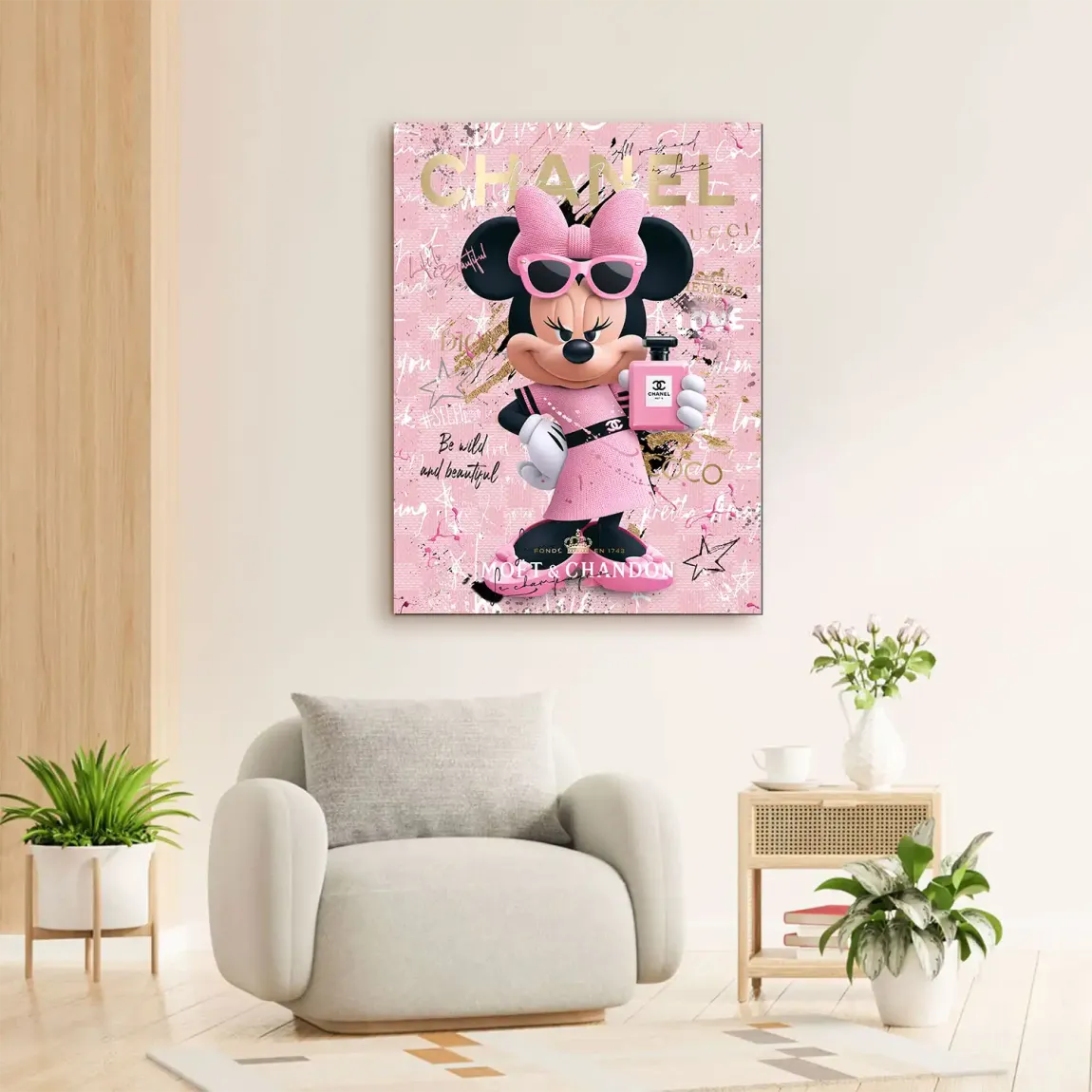 Minnie Maus Rosé Coco Alu Dibond Wandbild