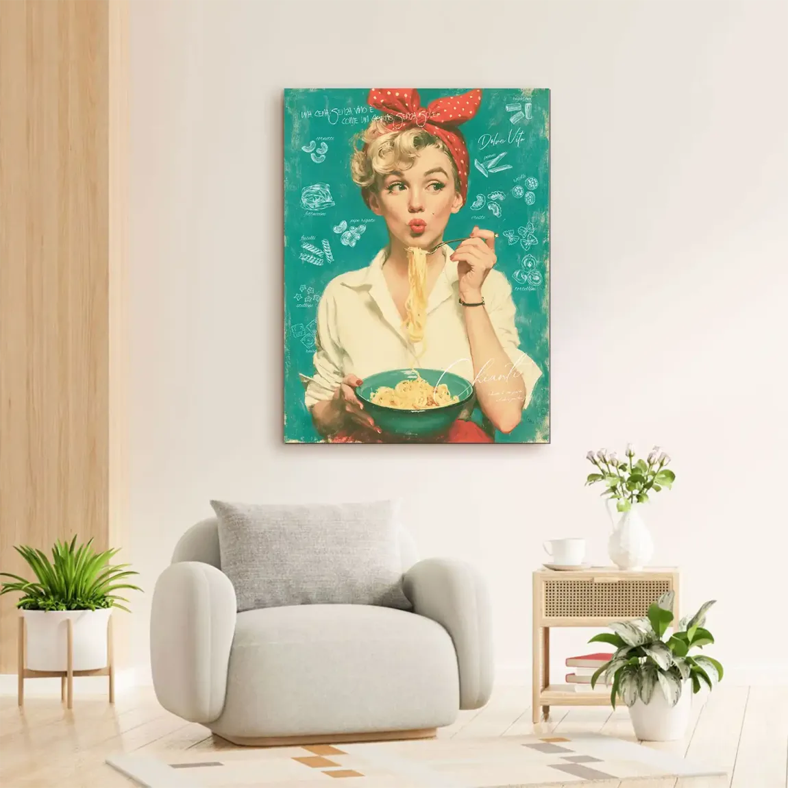Marilyn Monroe Pasta Alu Dibond Wandbild