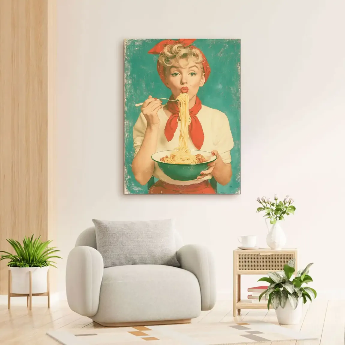 Marilyn Monroe Spaghetti Alu Dibond Wandbild