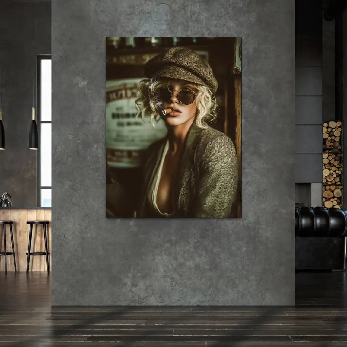 Smoked Confidence Lady Alu Dibond Bild