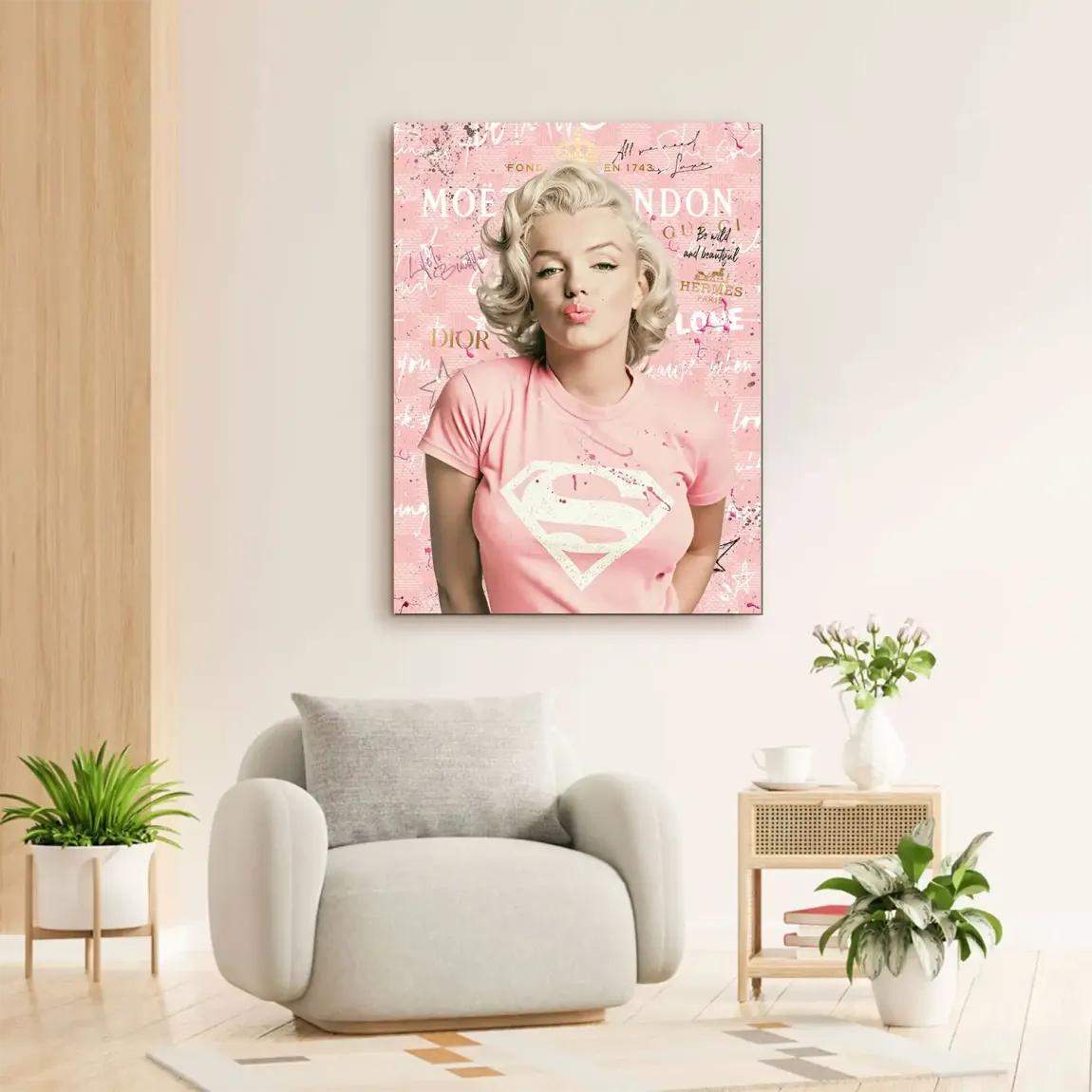 Marilyn Monroe Superman Alu Dibond Wandbild