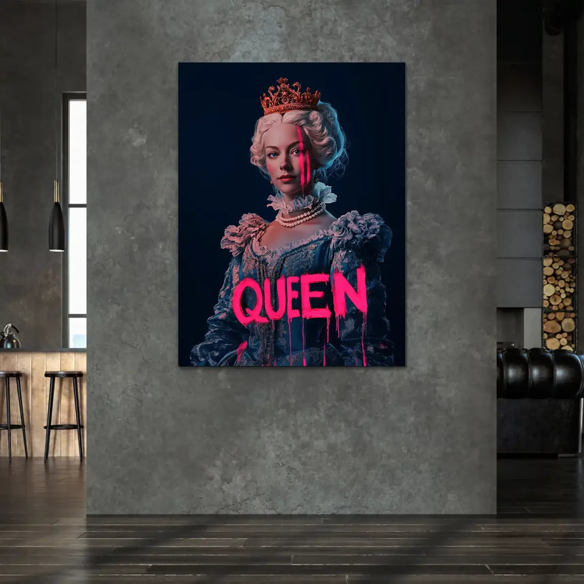 Queen Neon Art Alu Dibond Bild