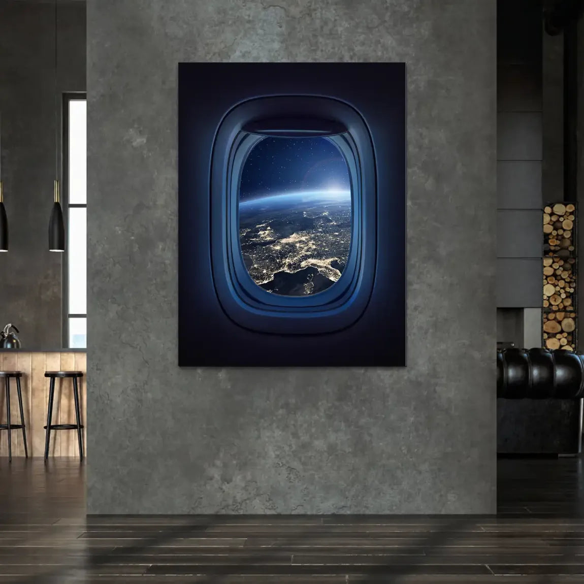 Flugzeugfenster Orbit Alu Dibond Bild