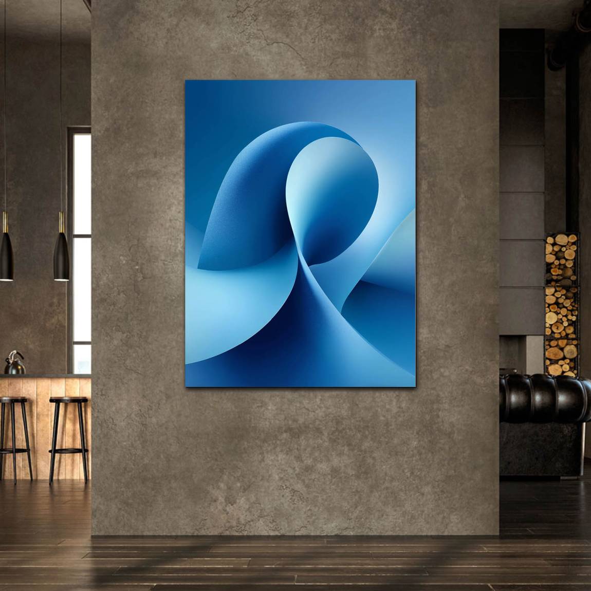 Blaue Welle Alu Dibond Wandbild
