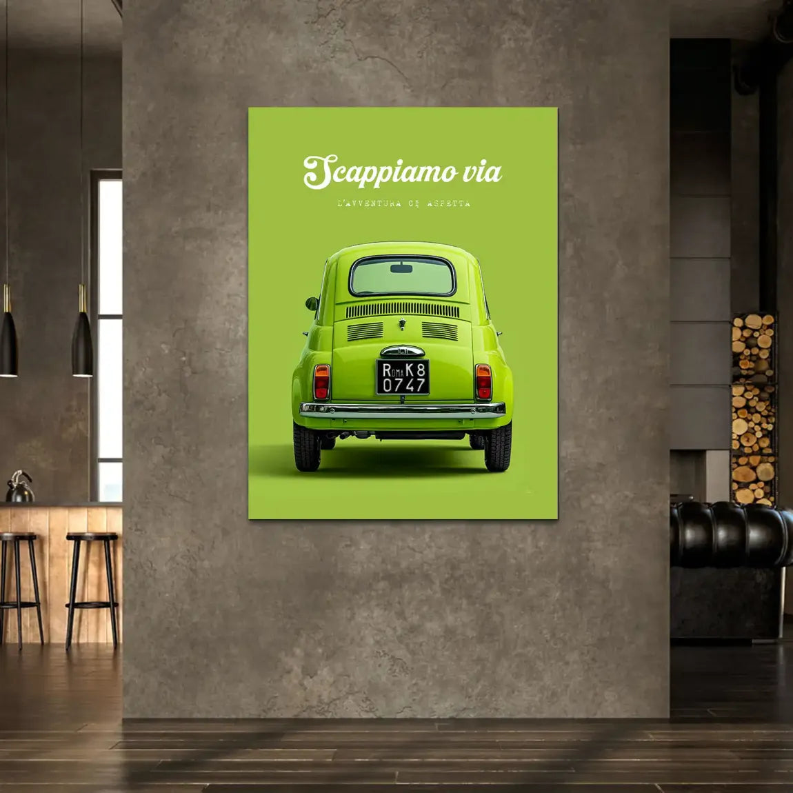 Fiat 500 Italia Alu Dibond Wandbild