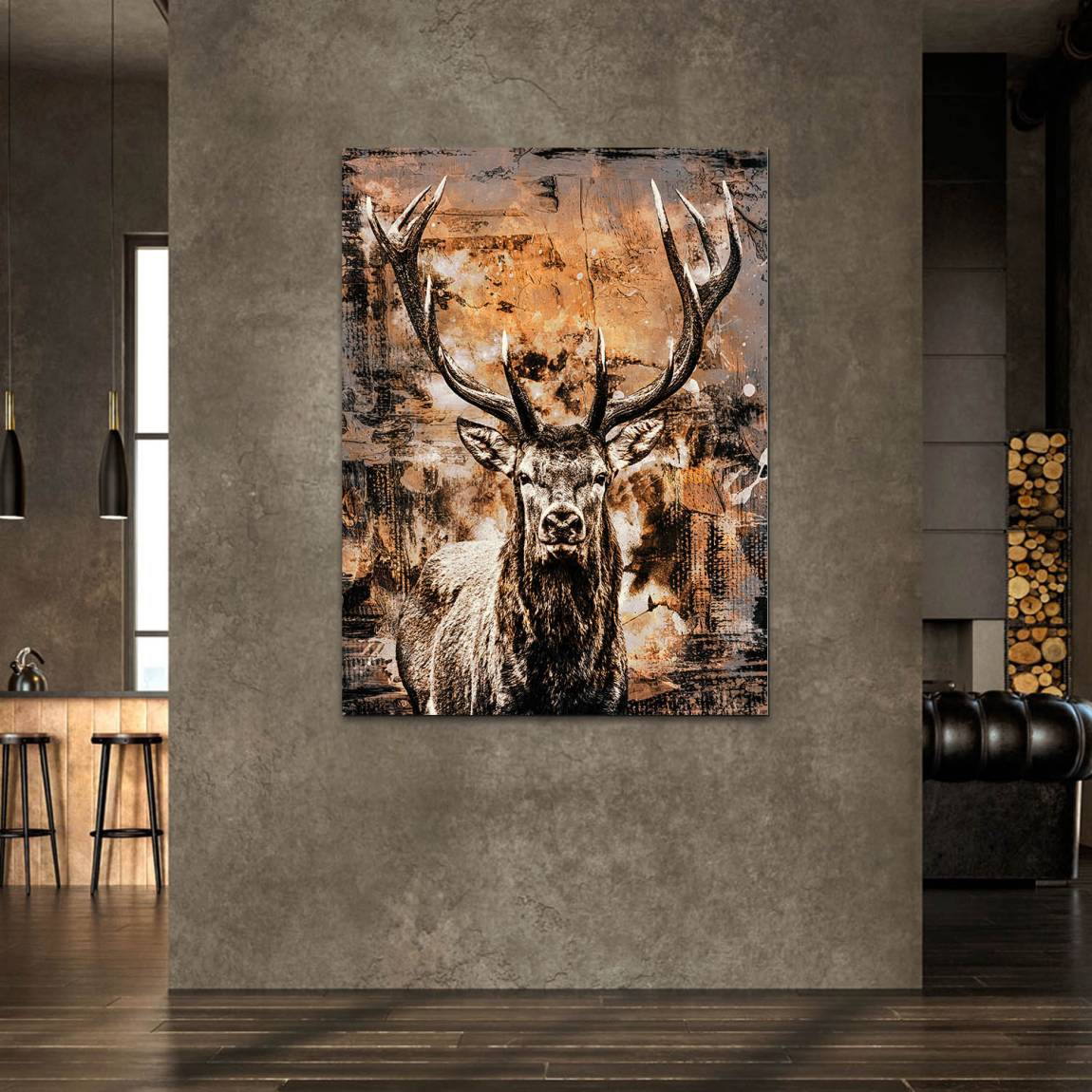 Hirsch Abstrakt Art Alu Dibond Wandbild