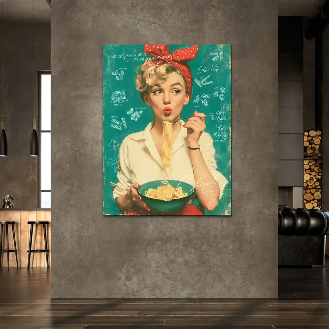 Marilyn Monroe Pasta Alu Dibond Wandbild