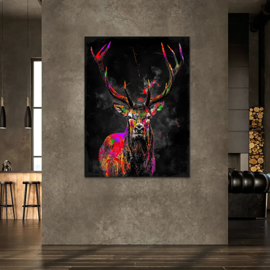 Bunter Hirsch Alu Dibond Wandbild