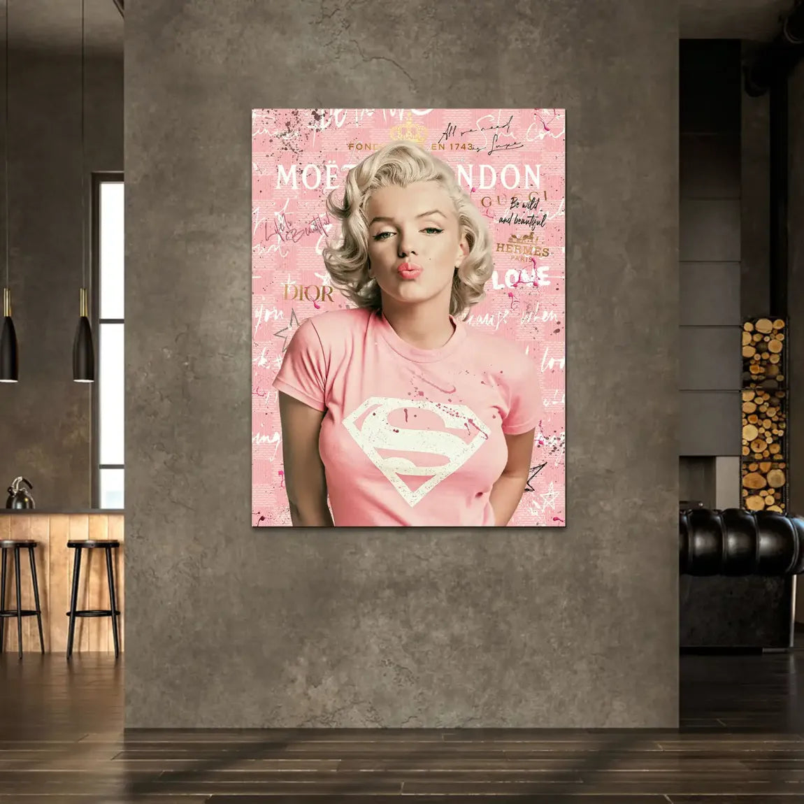 Marilyn Monroe Superman Alu Dibond Wandbild