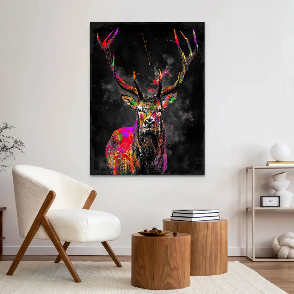 Bunter Hirsch Alu Dibond Wandbild