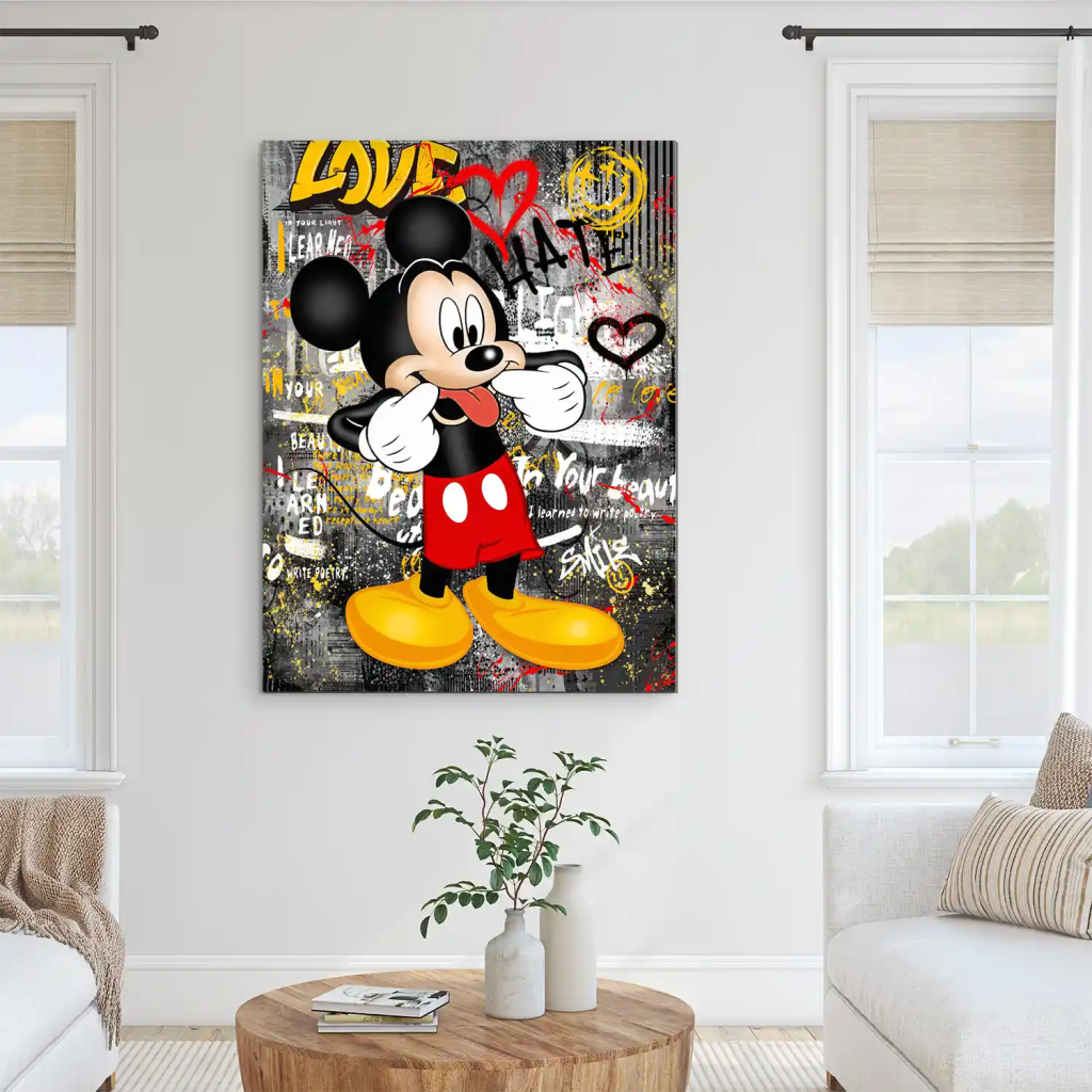 Micky Love and Hate Pop Art AluDibond Bild INGALERIE