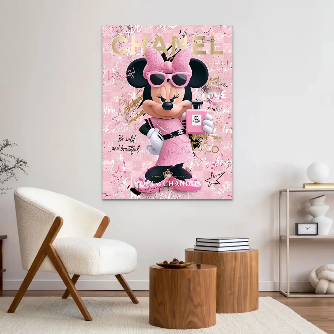 Minnie Maus Rosé Coco Alu Dibond Wandbild