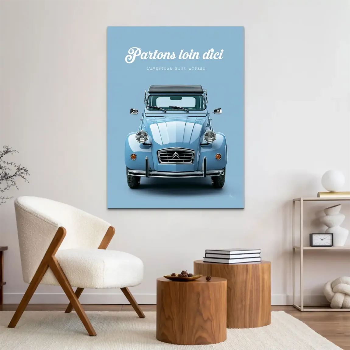 Citroen 2CV Bleu Alu Dibond Wandbild