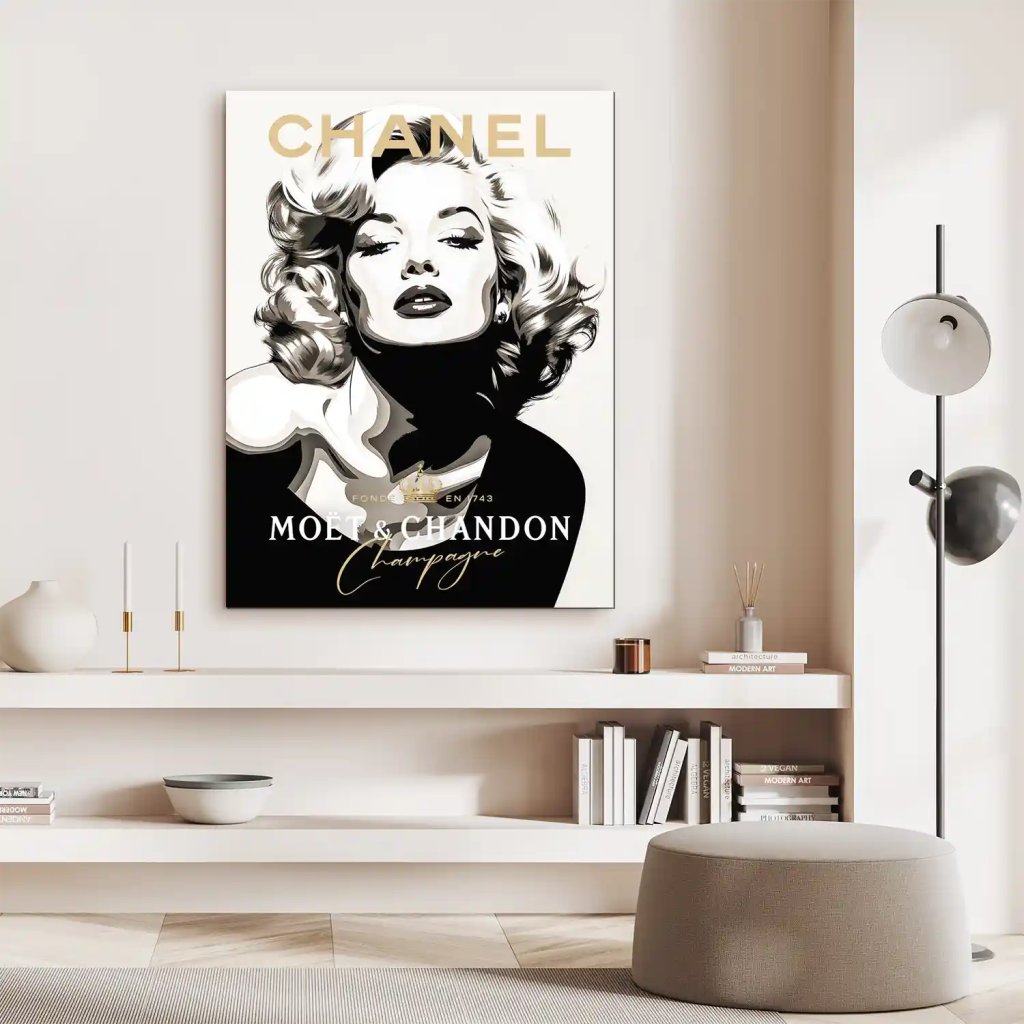 Marilyn Monroe Champagner Pop Art AluDibond Bild INGALERIE