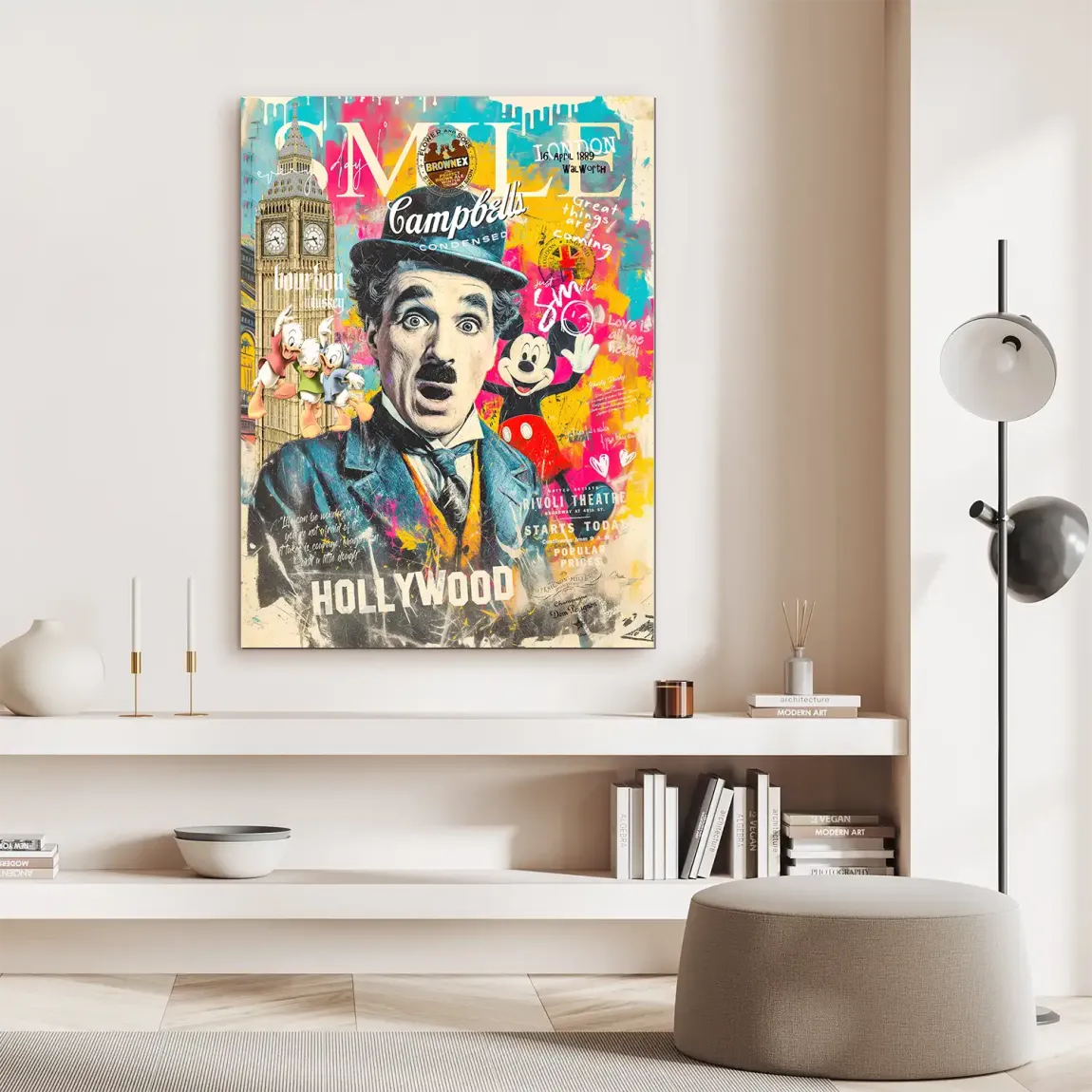 Smile Charlie & Micky Pop Art Alu Dibond Bild INGALERIE
