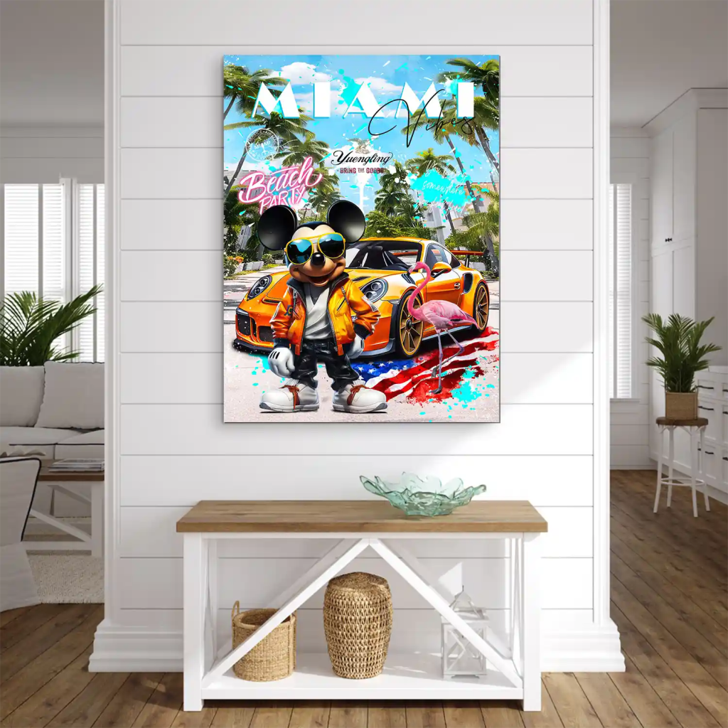 Micky Maus Miami Pop Art AluDibond Bild INGALERIE