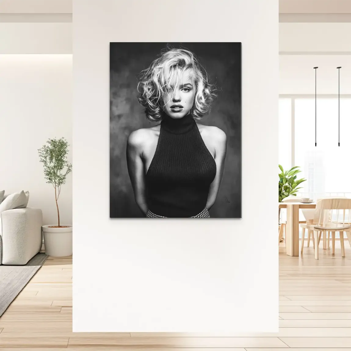 Marilyn Black and White Style Alu Dibond Bild