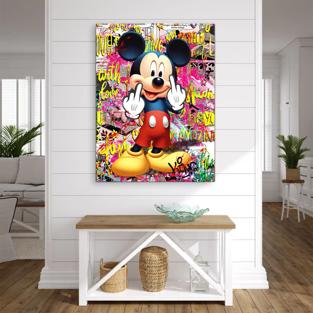 Micky Mittelfinger Street Art AluDibond Bild INGALERIE