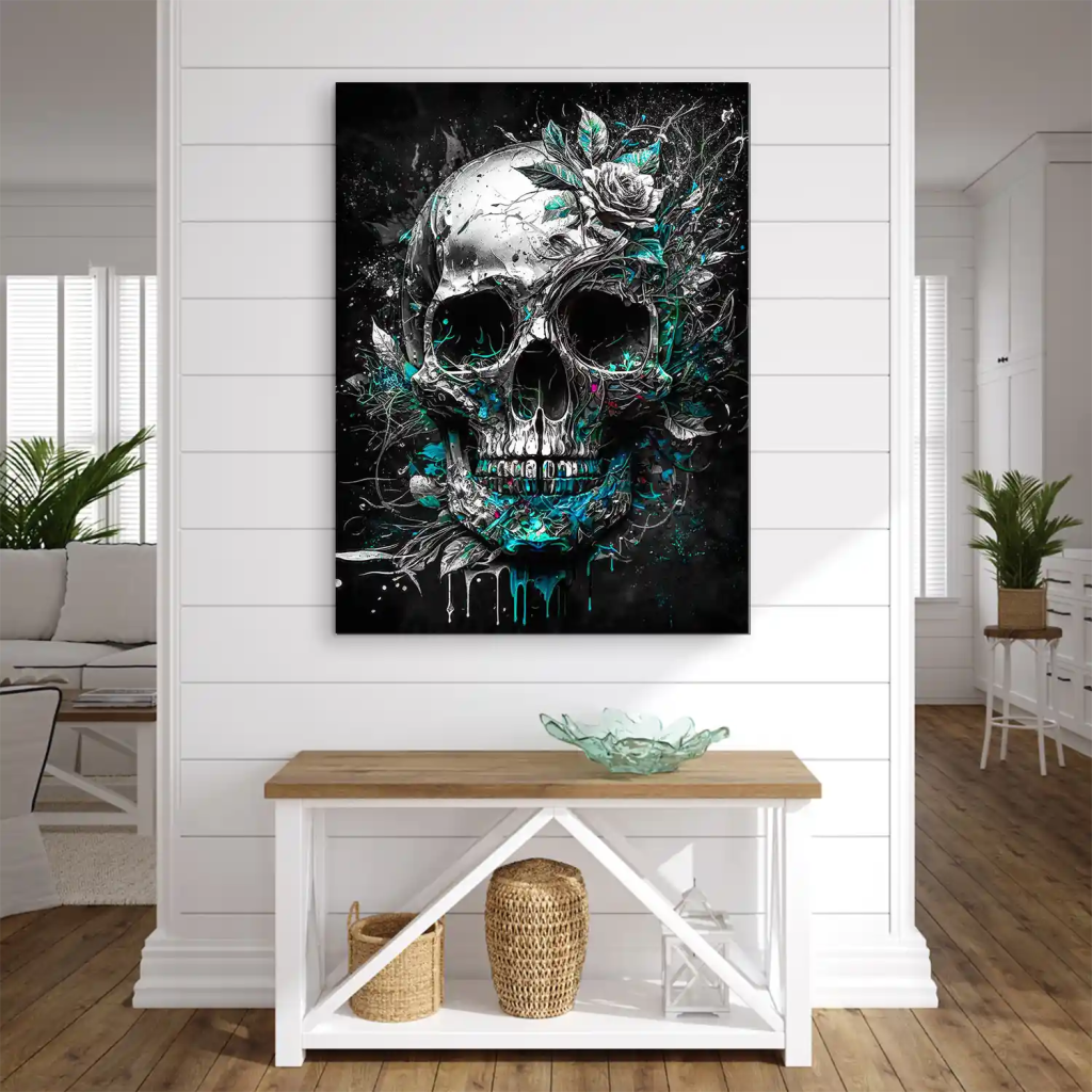 Totenkopf Silver Style AluDibond Bild INGALERIE